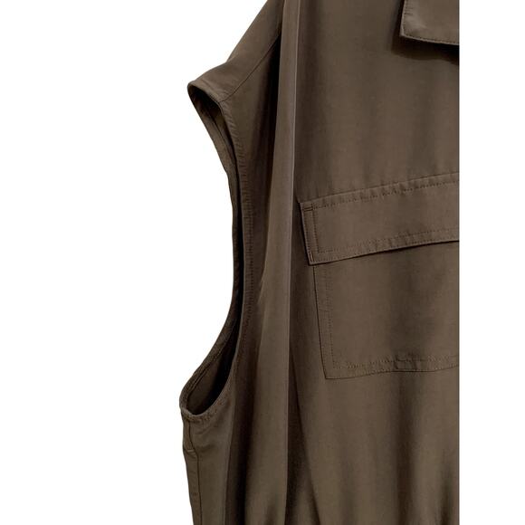 Old Navy Dress Women XXL Olive Green Sleeveless Summer Lightweight Waist Tie - Picture 4 of 9